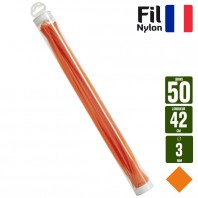 Fil débroussailleuse carré Nylon 50 brins orange. 3 mm x 42 cm.