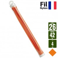 Fil débroussailleuse carré Nylon 26 brins orange. 4 mm x 42 cm.