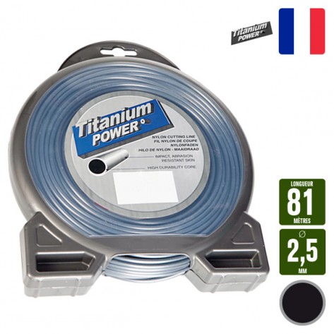 Fil d&eacute;broussailleuse rond Titanium gris. 2,5 mm x 81 m. Coque