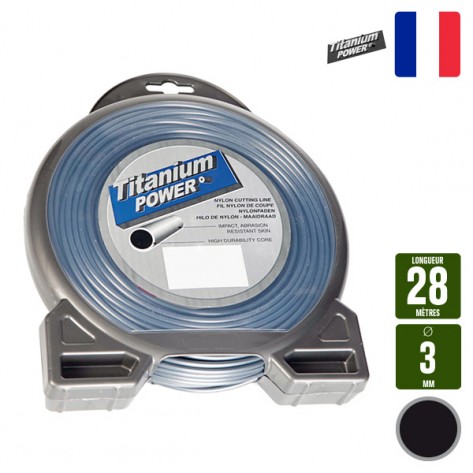 Fil d&eacute;broussailleuse rond Titanium gris. 3 mm x 28 m. Coque