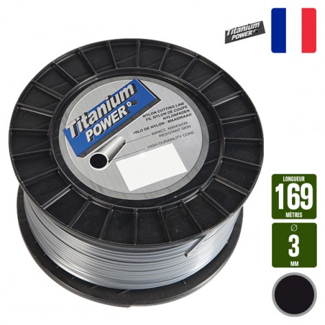 Fil d&eacute;broussailleuse rond Titanium gris. 3 mm x 169 m. Bobine