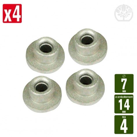 Passe fil t&ecirc;te d&eacute;broussailleuse 4 fils. &Oslash;7mm-&Oslash; emboitement 14 mm