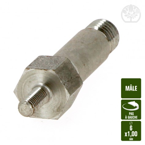 Adaptateur t&ecirc;te pour coupe bordure. M&acirc;le &Oslash;6x1,00. Pas &agrave; gauche