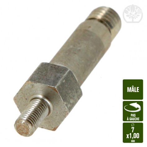 Adaptateur t&ecirc;te pour coupe bordure. M&acirc;le &Oslash;7x1,00. Pas &agrave; gauche