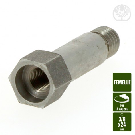 Adaptateur t&ecirc;te pour coupe bordure. Femelle &Oslash;3/8x24. Pas &agrave; gauche