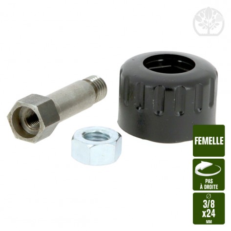 Adaptateur t&ecirc;te pour coupe bordure. Femelle &Oslash;3/8x24. Pas &agrave; droite