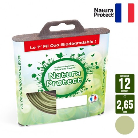 Fil oxo-biodégradable rond Natura Protect beige/vert 2,65 mm x 12 m. Coque