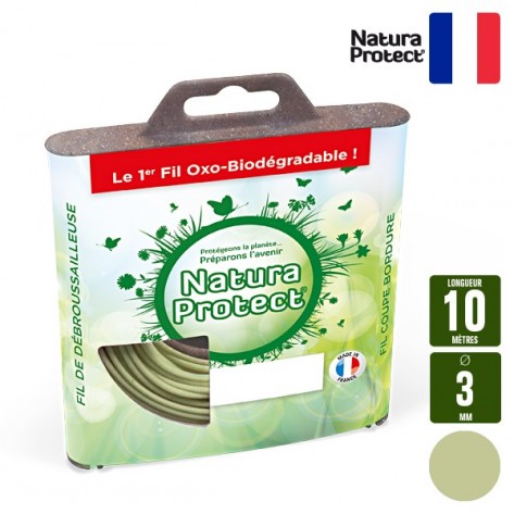 Fil oxo-biodégradable rond Natura Protect beige/vert 3 mm x 10 m. Coque