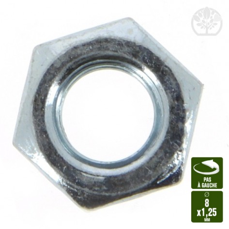 Ecrou 8 x 1.25 pas &agrave; gauche