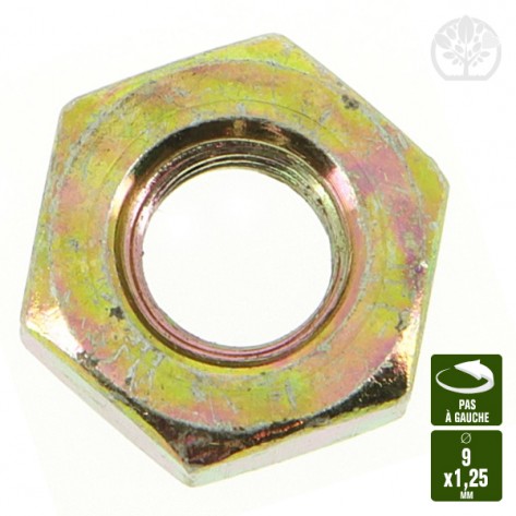 Ecrou 9 x 1.25 pas &agrave; gauche