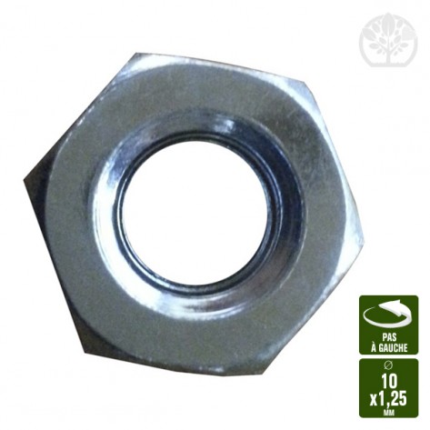 Ecrou 10 x 1.25. Pas &agrave; gauche.