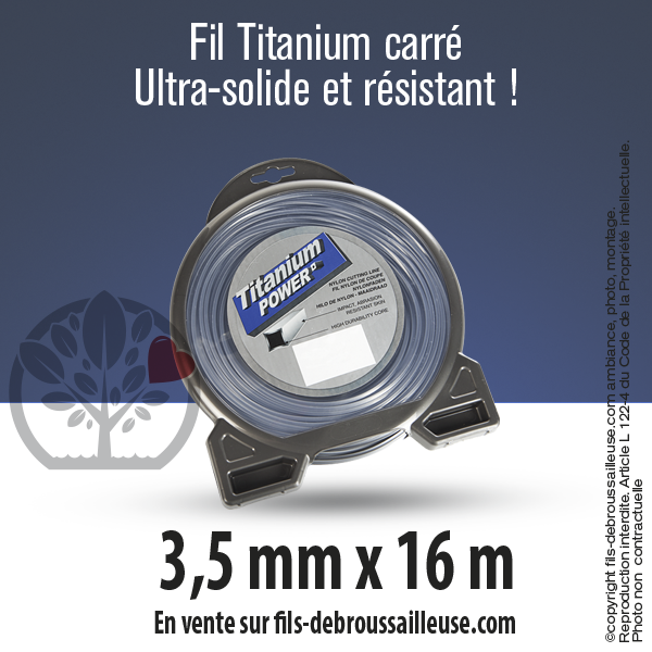 Fil débroussailleuse nylon Titanium carré 3,5mm par 16m en coque 