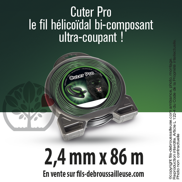 Fil débroussailleuse Cuter' Pro ® Hélicoïdal. Coque 2,4 mm x 43 m 