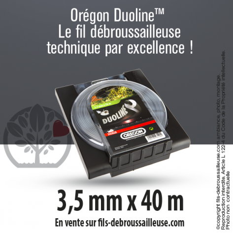 Fil débroussailleuse Orégon Rond Duoline Transparent 3.5mm x 40m. Coque