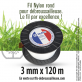 Fil débroussailleuse Rond Nylon blanc. 3 mm x 120 m. Bobine