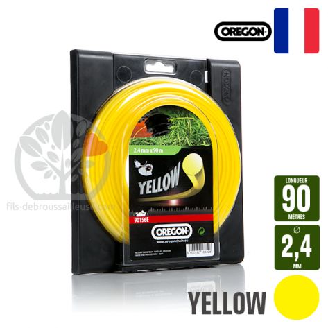 Fil d&eacute;broussailleuse Or&eacute;gon Rond Yellow jaune. 2,4 mm x 90 m. Coque