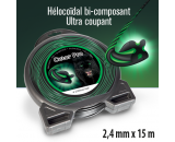 Fil d&eacute;broussailleuse H&eacute;licoidal Cuter' Pro noir/vert. 2,4 mm x 15 m. Coque