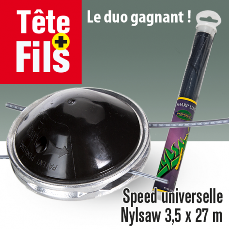 T&ecirc;te d&eacute;broussailleuse 2 fils Speed alu + tube 20 brins Nylsaw
