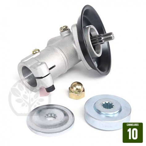 Renvoi d'angle entrainement. 10 cannelures. Pour tube &Oslash; 28 mm