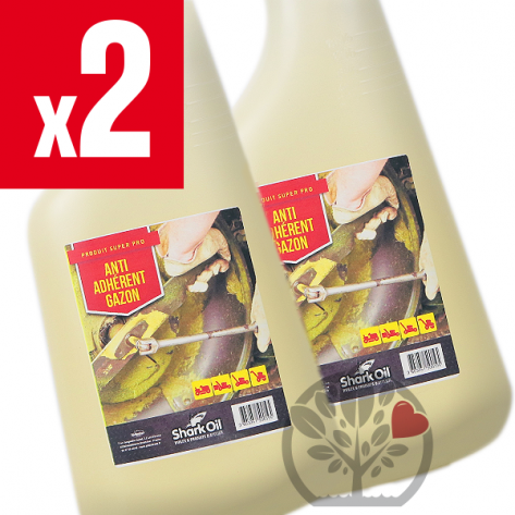 Anti-adh&eacute;rent gazon pour carter tondeuse 2 x Shark Oil. 650 ml